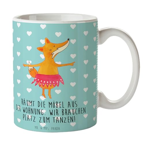 Mr. & Mrs. Panda Tasse Fuchs Ballerina - Geschenk, Aufführung, elegant, Tänzerin, Porzellantasse, Füchsin, Ballett, Becher, Teebecher, Keramiktasse, von Mr. & Mrs. Panda