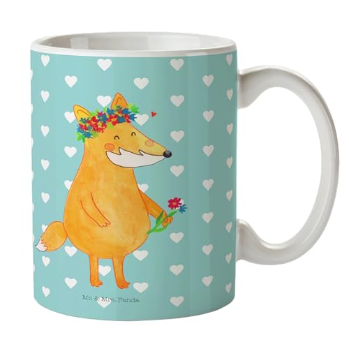 Mr. & Mrs. Panda Tasse Fuchs Blumen - Geschenk, Büro Tasse, Blumenmädchen, Porzellantasse, Teetasse, Fox, Kaffeebecher, Kaffeetasse, Selbstliebe, von Mr. & Mrs. Panda