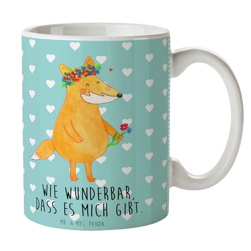 Mr. & Mrs. Panda Tasse Fuchs Blumen - Geschenk, Liebesbeweis, Kaffeetasse, Blumenliebe, Keramiktasse, Füchse, boho, Tasse Motive, mich, Becher, von Mr. & Mrs. Panda