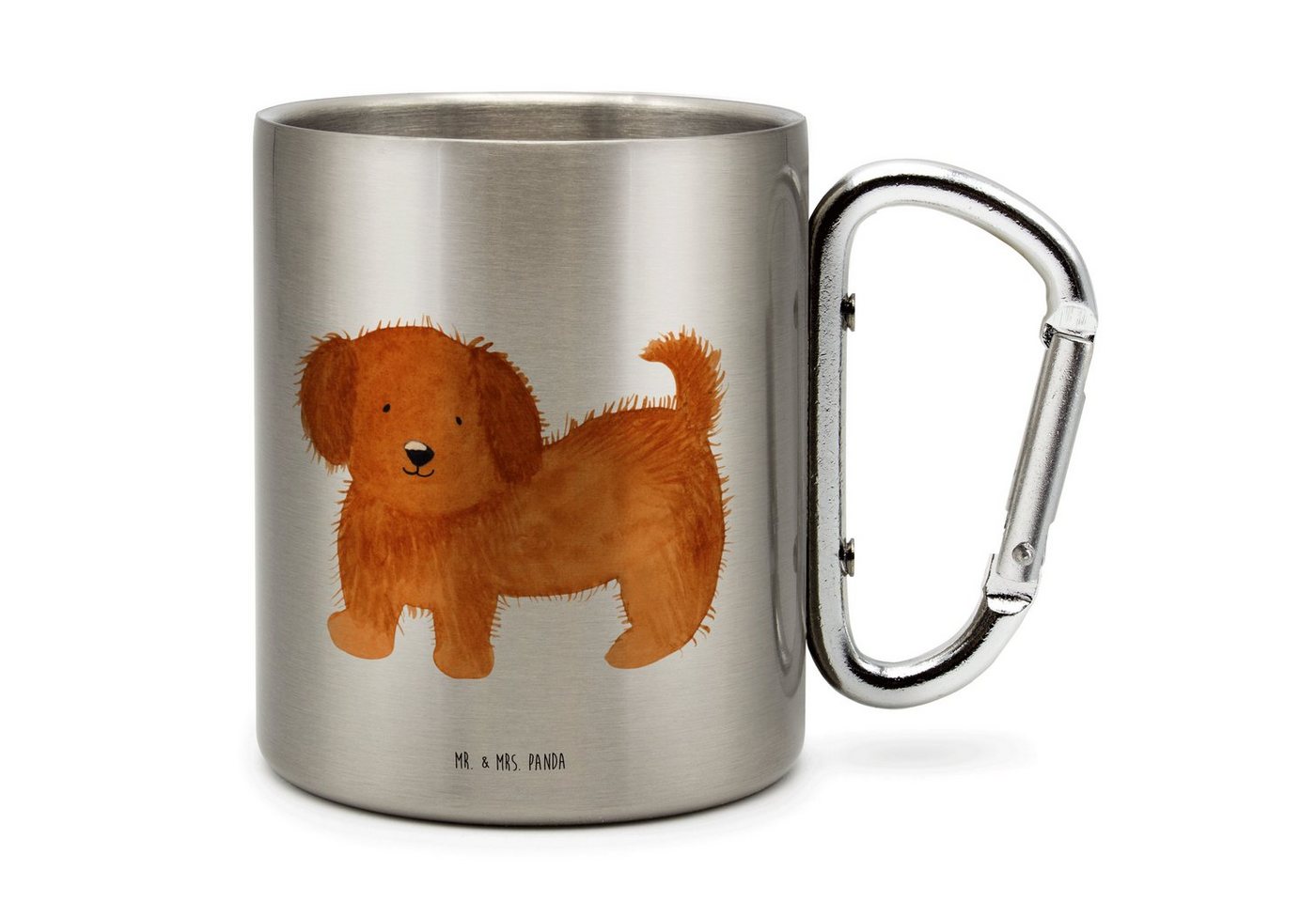 Mr. & Mrs. Panda Tasse Hund Flauschig - Transparent - Geschenk, Karabiner, Camping, Edelstah, Edelstahl, Robust & Isolierend von Mr. & Mrs. Panda