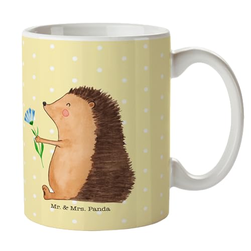 Mr. & Mrs. Panda Tasse Igel Blumen - Geschenk, Tiere, Besuch, lustige Sprüche, Geschenk Tasse, Tasse Sprüche, Gute Laune, Keramiktasse, von Mr. & Mrs. Panda