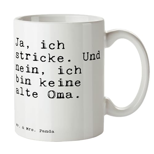 Mr. & Mrs. Panda Tasse Ja, ich stricke. Und... - Geschenk, Handmade, Teebecher, Oma, Tasse Sprüche, lustige Sprüche, Spruch, Kaffeebecher, Hobby, von Mr. & Mrs. Panda