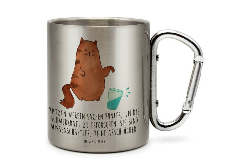 Mr. & Mrs. Panda Tasse Katze Wasserglas - Transparent - Geschenk, Edelstahlbecher Outdoor, K, Edelstahl, Vielseitig einsetzbar von Mr. & Mrs. Panda