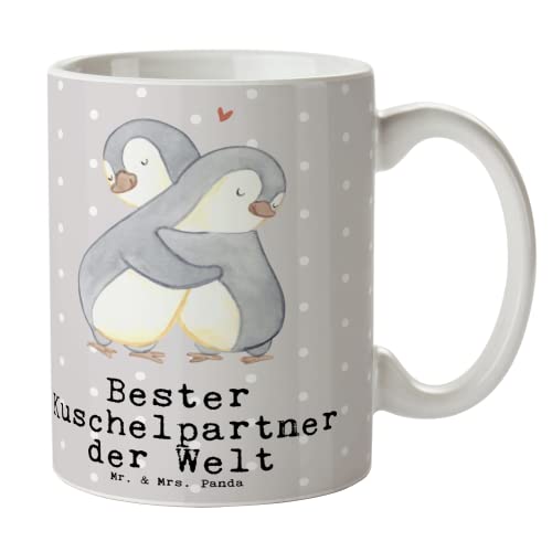 Mr. & Mrs. Panda Tasse Kuschelpartner - Geschenk, Porzellantasse, Danke, Mitbringsel, Liebe, Büro Tasse, Bett, Tasse Sprüche, Bedanken, Geschenk von Mr. & Mrs. Panda