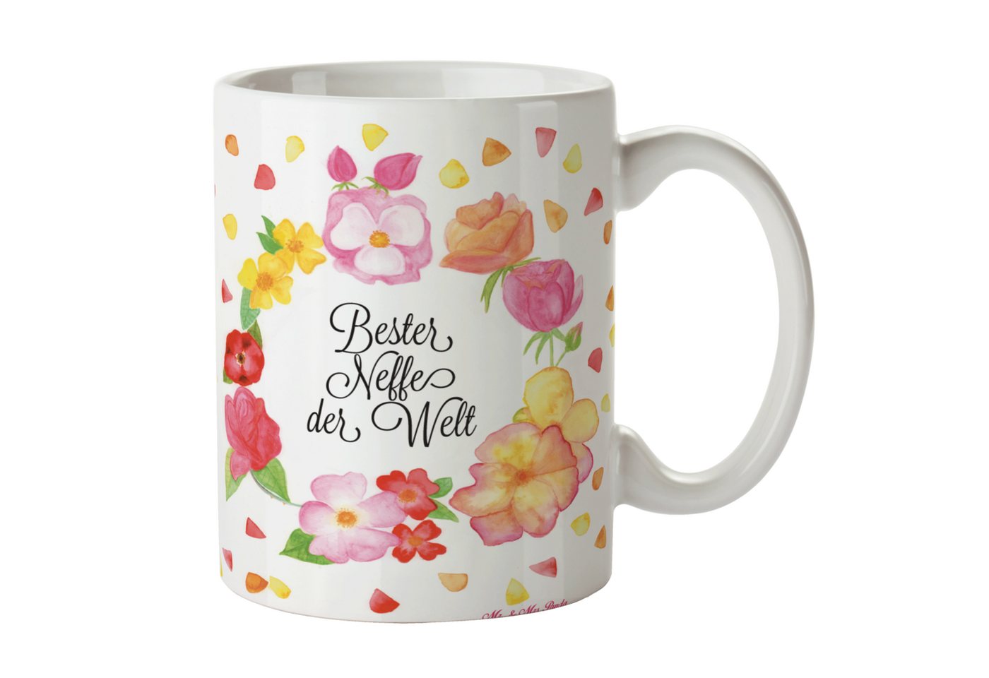 Mr. & Mrs. Panda Tasse Neffe - Geschenk, Taufe, Patentonkel, Blumen Liebe Flower, Becher, Ka, Keramik von Mr. & Mrs. Panda