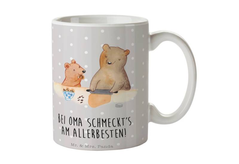 Mr. & Mrs. Panda Tasse Oma Backen, Mug, Grau Pastell, Tasse, Bären, Kochen, haferl, Becher, Keramik von Mr. & Mrs. Panda