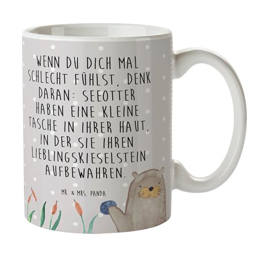 Mr. & Mrs. Panda Tasse Otter Stein - Geschenk, Otter Seeotter See Otter, Büro Tasse, Seeotter, Pflanzen, Tasse Motive, munter, Fischotter, Becher, von Mr. & Mrs. Panda