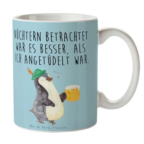 Mr. & Mrs. Panda Tasse Pinguin Bier - Geschenk, Teetasse, Bierchen, Geschenk Tasse, Keramiktasse, Kaffeebecher, Feierabend, Oktoberfest, Kaffeetasse von Mr. & Mrs. Panda