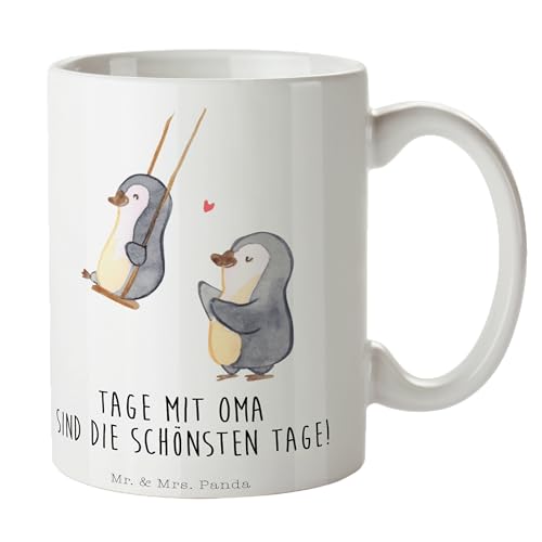 Mr. & Mrs. Panda Tasse Pinguin Oma schaukeln - Geschenk, Becher, Papa, Bruder, Kaffeebecher, Lieblingsoma, Geschenk Tasse, beste Oma, Kaffeetasse, von Mr. & Mrs. Panda