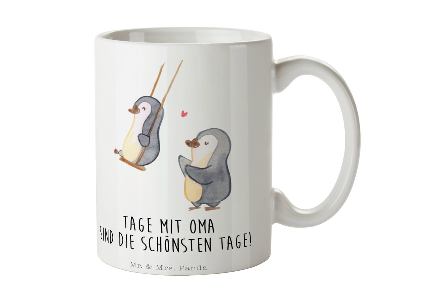 Mr. & Mrs. Panda Tasse Pinguin Oma schaukeln - Weiß - Geschenk, Becher, Papa, Bruder, Kaffee, Keramik, Exklusive Motive von Mr. & Mrs. Panda