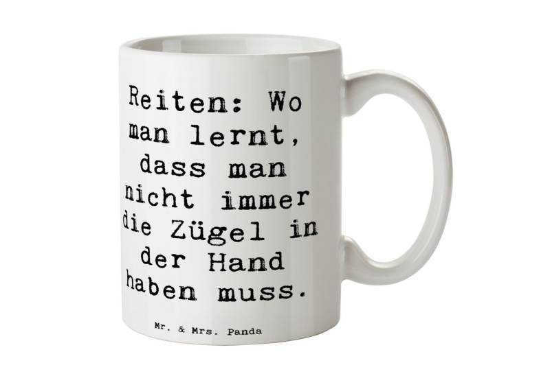 Mr. & Mrs. Panda Tasse Reiten Freiheit - Weiß - Geschenk, Teamwork Reiten, Radfahren, Reitau, Keramik, Langlebige Designs von Mr. & Mrs. Panda