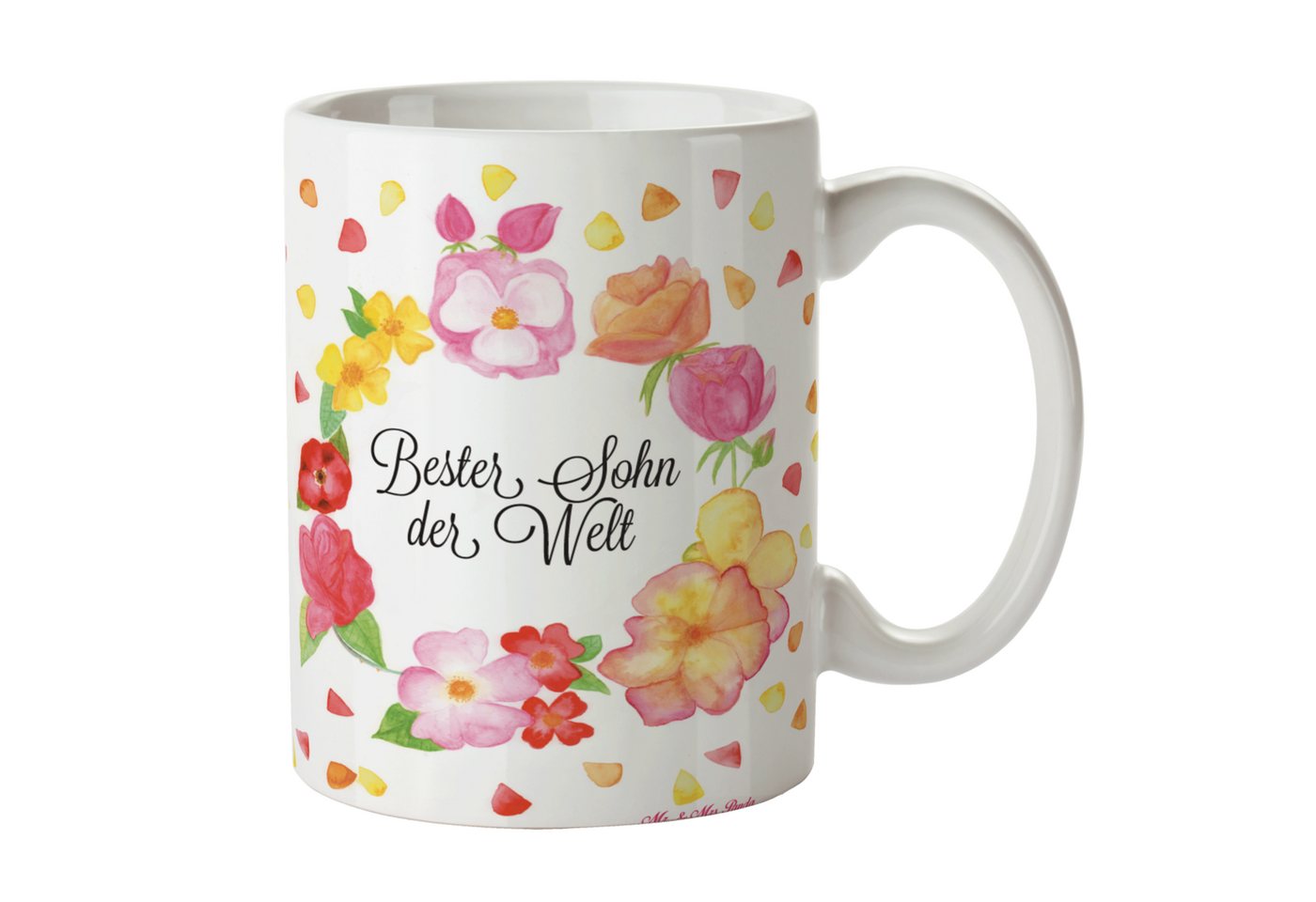 Mr. & Mrs. Panda Tasse Sohn - Geschenk, Vater, Porzellantasse, Becher, Blumen Liebe Flower, Keramik von Mr. & Mrs. Panda