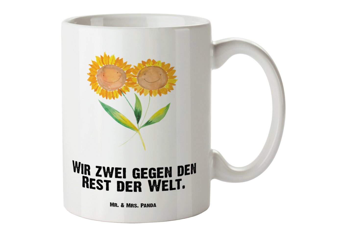 Mr. & Mrs. Panda Tasse Blume Sonnenblume - Weiß - Geschenk, Sonnenblumen, spülmaschinenfest, XL Tasse Keramik, Spülmaschinenfest von Mr. & Mrs. Panda