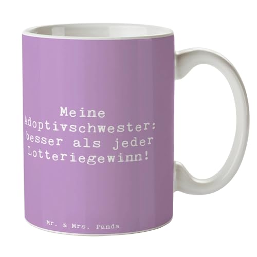 Mr. & Mrs. Panda Tasse Spruch Adoptivschwester Wunder - Geschenk, besondere Bindung, Beziehung, Familie, Jubiläen, Dankeschön, Weihnachten, von Mr. & Mrs. Panda