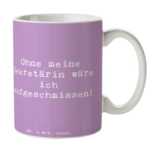 Mr. & Mrs. Panda Tasse Spruch Ohne meine Sekretärin wäre ich aufgeschmissen! - Geschenk, Kaffeetassen, Designer Tasse, Kaffeebecher, von Mr. & Mrs. Panda