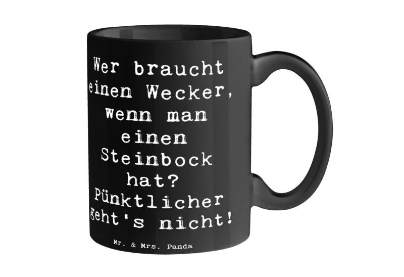 Mr. & Mrs. Panda Tasse Steinbock Wecker - Schwarz - Geschenk, Zuverlässigkeit, Pünktlichkeit, Keramik, Langlebige Designs von Mr. & Mrs. Panda