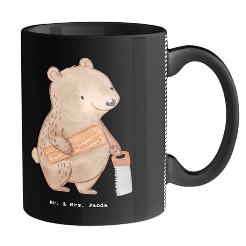 Mr. & Mrs. Panda Tasse Tischler Herz - Geschenk, Teebecher, Kaffeebecher, Kaffeetasse, Keramiktasse, Becher, Abschied, Teetasse, Kollegin, Danke von Mr. & Mrs. Panda