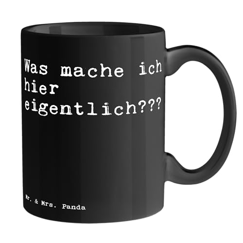 Mr. & Mrs. Panda Tasse Was mache ich hier... - Geschenk, Beruf Arbeit Büro Lustig, Spruch Geschenke, Zitate, Tasse Sprüche, Teebecher, Teetasse, von Mr. & Mrs. Panda