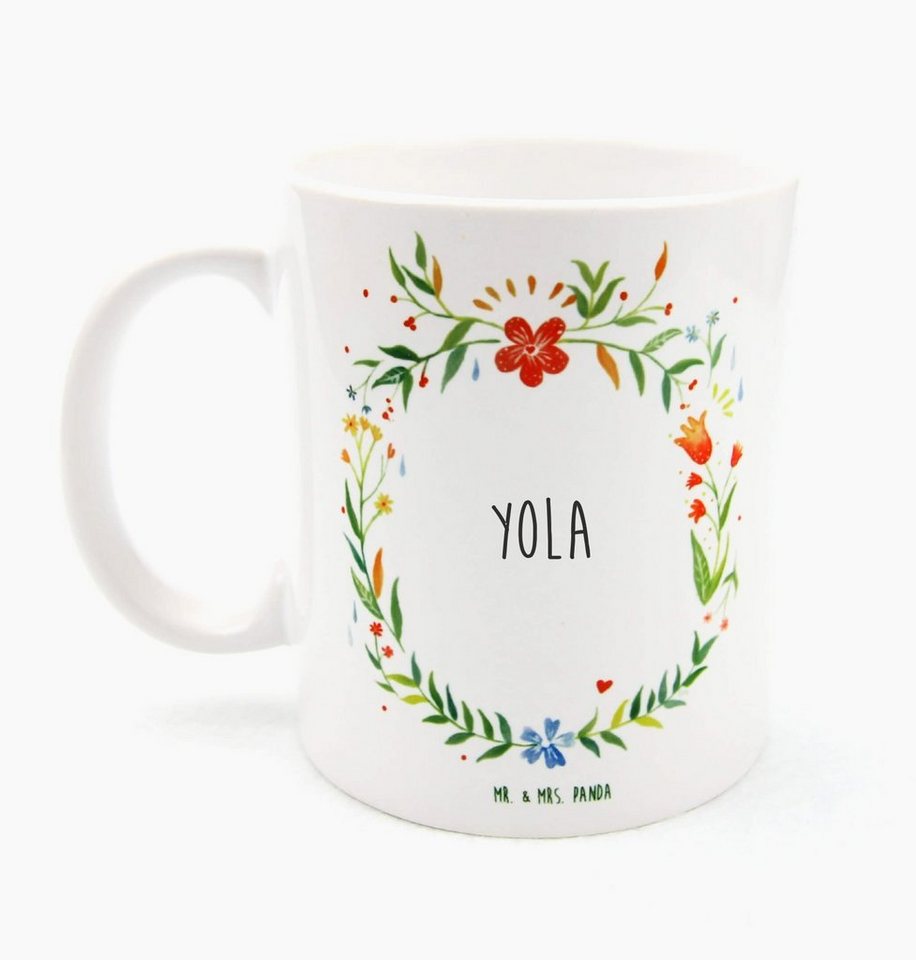 Mr. & Mrs. Panda Tasse »Yola - Geschenk, Becher, Kaffeebecher, Kaffeetasse, Tee, Büro«, Keramik von Mr. & Mrs. Panda