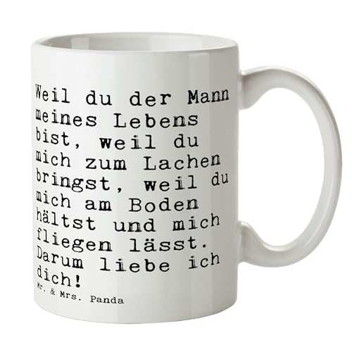 Mr. & Mrs. Panda Tasse Weil du der Mann... - Geschenk, Liebesbeweis, Porzellantasse, Kaffeebecher, Weisheiten, Teebecher, Partner, lustige Sprüche, von Mr. & Mrs. Panda