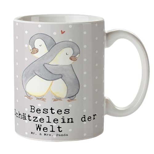 Mr. & Mrs. Panda Tasse s Schätzelein - Geschenk, Geschenkidee, Bedanken, Frau, Geburtstag, Tasse Sprüche, Freundin, Büro Tasse, Kaffeebecher, von Mr. & Mrs. Panda