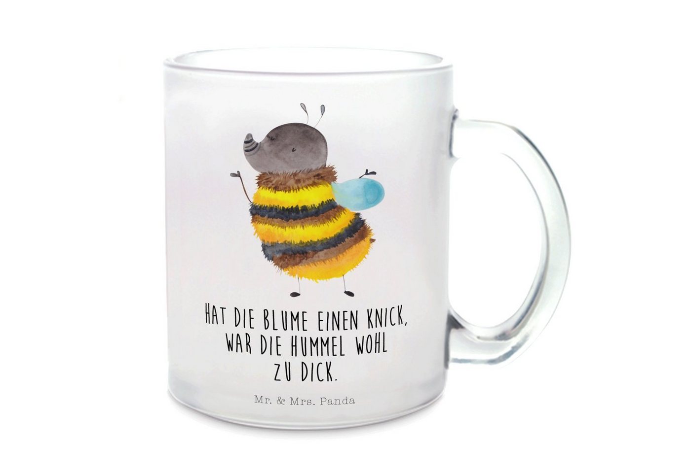 Mr. & Mrs. Panda Teeglas Hummel flauschig - Transparent - Geschenk, Natur, Tiermotive, Tasse m, Premium Glas, Liebevolles Design von Mr. & Mrs. Panda