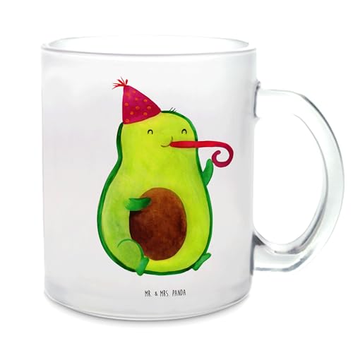 Mr. & Mrs. Panda Teetasse Avocado Geburtstag - Geschenk, Glas Teetasse, Teetasse aus Glas, Veggie, Teeglas, Teebecher, Gesund, Tasse mit Henkel, von Mr. & Mrs. Panda