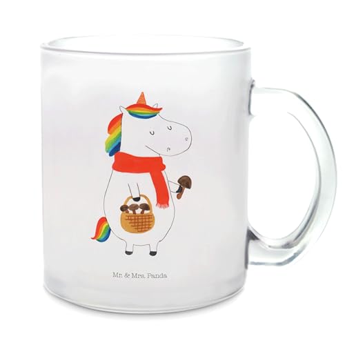 Mr. & Mrs. Panda Teetasse Einhorn Pilz, Premium Glas, 300 ml von Mr. & Mrs. Panda