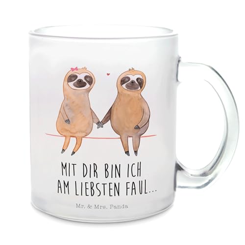 Mr. & Mrs. Panda Teetasse Faultier Pärchen - Geschenk, Liebespaar, verliebt, Teeglas, Teebecher, Faultier Geschenk, Tasse mit Henkel, Faultiere, von Mr. & Mrs. Panda