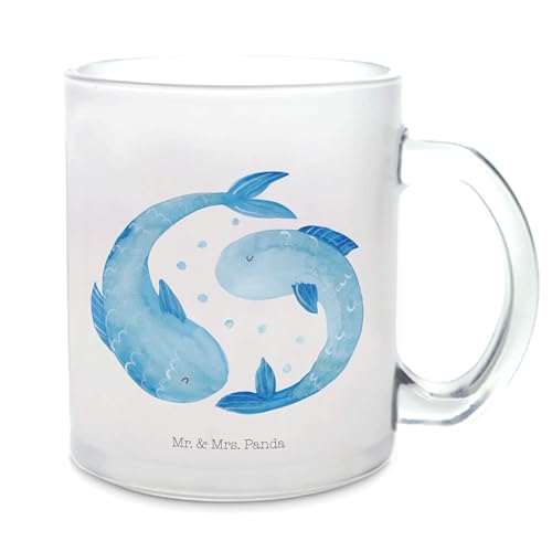 Mr. & Mrs. Panda Teetasse Sternzeichen Fische - Geschenk, Geschenk Februar, Tierkreiszeichen, Geburtstag Februar, Horoskop, Teetasse aus Glas, Tasse von Mr. & Mrs. Panda