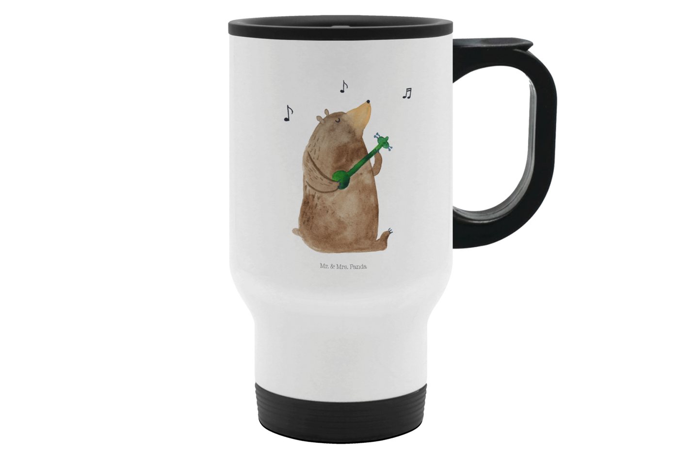 Mr. & Mrs. Panda Thermobecher Bär Lied - Weiß - Geschenk, Kaffeetasse zum Mitnehmen, Freundin, Ther, Edelstahl, Passt in Autohalter von Mr. & Mrs. Panda