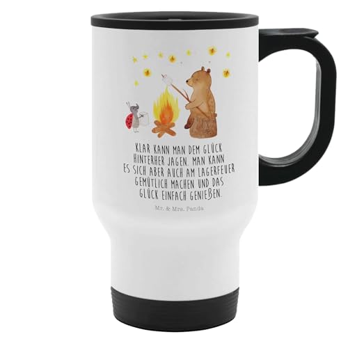 Mr. & Mrs. Panda Thermobecher Bär & Marienkäfer Lagerfeuer - Geschenk, Tasse mit Deckel, Teddy, Teddybär, Thermobecher To Go, Kaffeebecher, von Mr. & Mrs. Panda