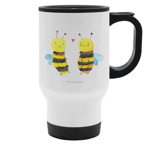 Mr. & Mrs. Panda Thermobecher Biene Verliebt - Geschenk, Thermotasse, Warmhaltetasse, Wespe, Isolierbecher, Hummel, Kaffeetasse zum Mitnehmen, von Mr. & Mrs. Panda