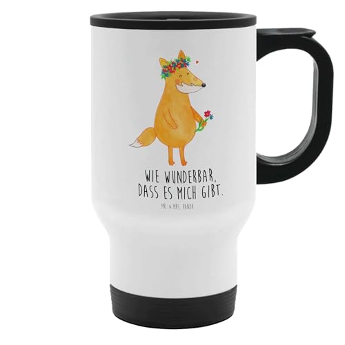 Mr. & Mrs. Panda Thermobecher Fuchs Blumen - Geschenk, Tasse mit Deckel, Freude, Blumenkranz, Thermobecher To Go, Thermotasse, Warmhaltetasse, Mr. & Mrs. Panda Thermobecher Fuchs Blumen - Geschenk, Tasse mit Deckel, Freude, Blumenkranz, Thermobecher To Go, Thermotasse, Warmhaltetasse, von Mr. & Mrs. Panda