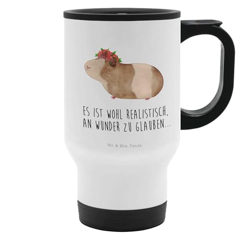 Mr. & Mrs. Panda Thermobecher Meerschweinchen Weisheit - Geschenk, Meerie, Tasse mit Deckel, Gute Laune, Meeries, Thermobecher für 400 ml, von Mr. & Mrs. Panda