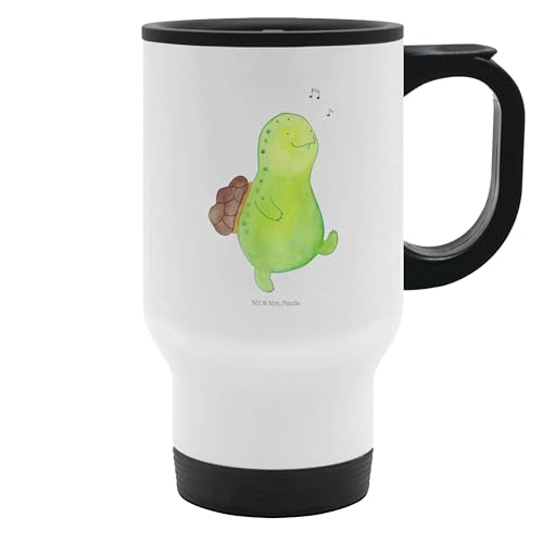 Mr. & Mrs. Panda Thermobecher Schildkröte Pfeifen - Geschenk, Thermobecher für 400 ml, Lebensfreude, To Go Becher, Depression, Kaffeebecher, Glück, von Mr. & Mrs. Panda