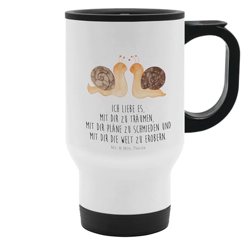 Mr. & Mrs. Panda Thermobecher Schnecken Liebe - Geschenk, Freund, Thermobecher To Go, Tasse zum Mitnehmen, Kaffeebecher, Heiraten, Reisebecher, von Mr. & Mrs. Panda