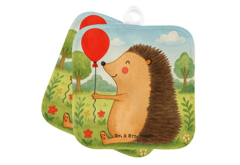 Mr. & Mrs. Panda Topflappen Igel Luftballon Design, Ofenhandschuhe, Weiß, Schöne Topflappen, Topf, (Packung, 1-tlg) von Mr. & Mrs. Panda