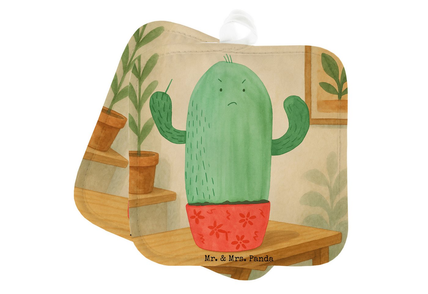 Mr. & Mrs. Panda Topflappen Kaktus Wut Design, Topfuntersetzer, Weiß, Büro, Kollegin, Topflappens, (Packung, 1-tlg) von Mr. & Mrs. Panda