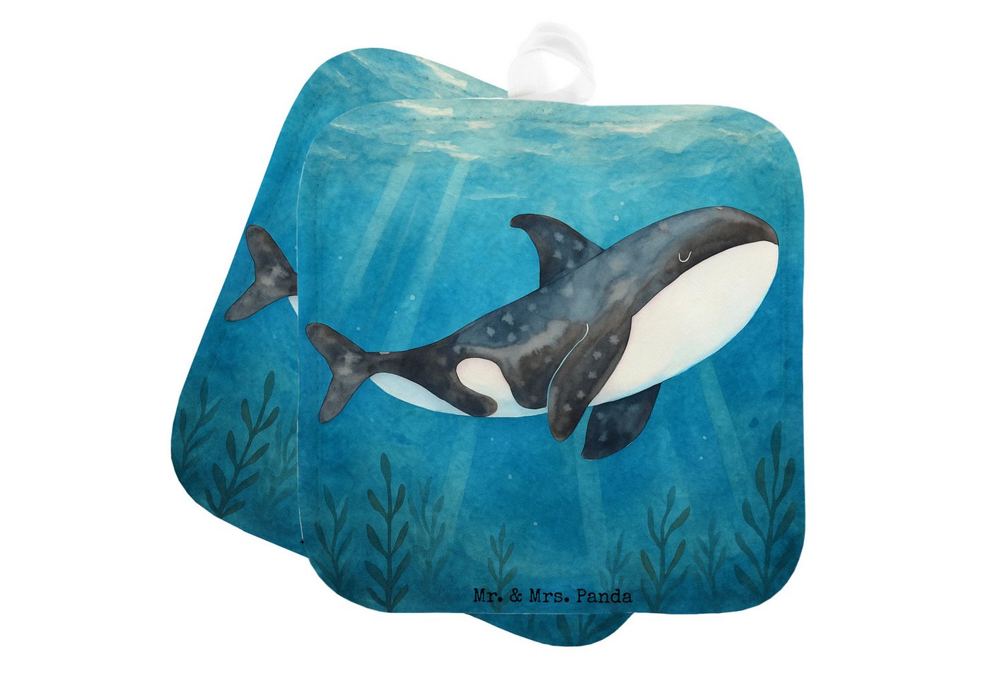 Mr. & Mrs. Panda Topflappen Orca Design, Topfhandschuhe, Weiß, topfhalter, Orcas, Killerwal, Topf, (Packung, 1-tlg) von Mr. & Mrs. Panda