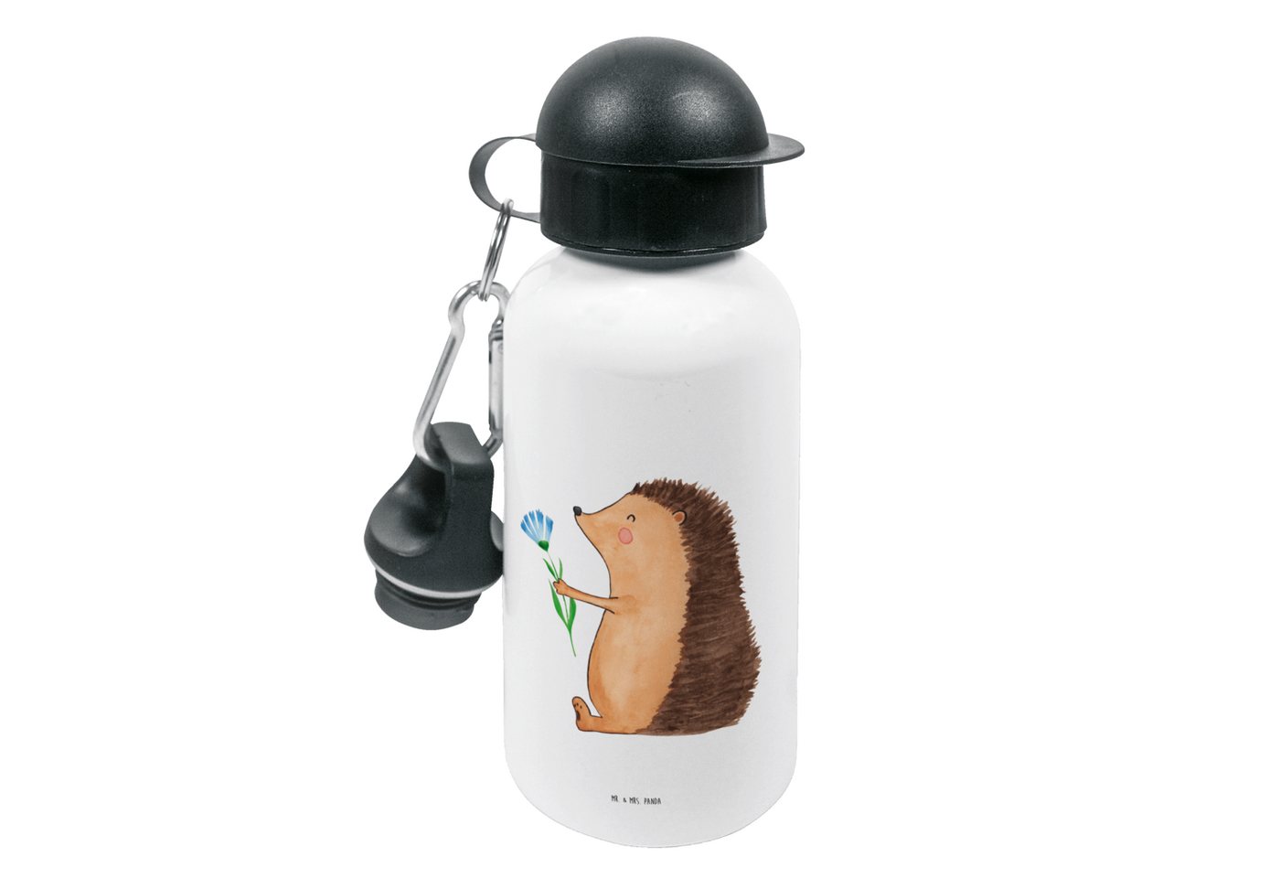 Mr. & Mrs. Panda Trinkflasche Igel mit Blume - Weiß - Geschenk, krank, lustige Sprüche, Jungs, Gute von Mr. & Mrs. Panda