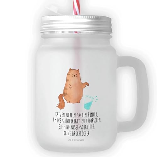 Mr. & Mrs. Panda Trinkglas Mason Jar Katze Wasserglas - Geschenk, Katzendeko, Katzenfreund, Kater, Katzenliebhaber, Sommerparty Einrichtung, von Mr. & Mrs. Panda