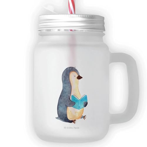 Mr. & Mrs. Panda Trinkglas Mason Jar Pinguin Buch - Geschenk, Nichtstun, Ferien, Pinguine, Cocktail-Glas, Lesen, Mason Jar Trinkglas, Cocktailglas, von Mr. & Mrs. Panda
