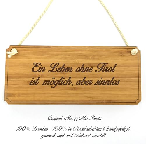 Mr. & Mrs. Panda Türschild Tirol - Geschenk, Motivschild, Dekoschild, graviert, Werbeschild, Shabby, Spruchschild, Wanddeko, Landhaus von Mr. & Mrs. Panda