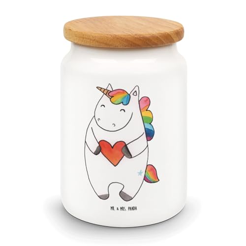 Mr. & Mrs. Panda Vorratsdose Einhorn Herz - Geschenk, bunt, Keramikdose, lustig, Einhörner, Keksdose, Pegasus, Freundin, Aufbewahrungsdose, Einhorn von Mr. & Mrs. Panda