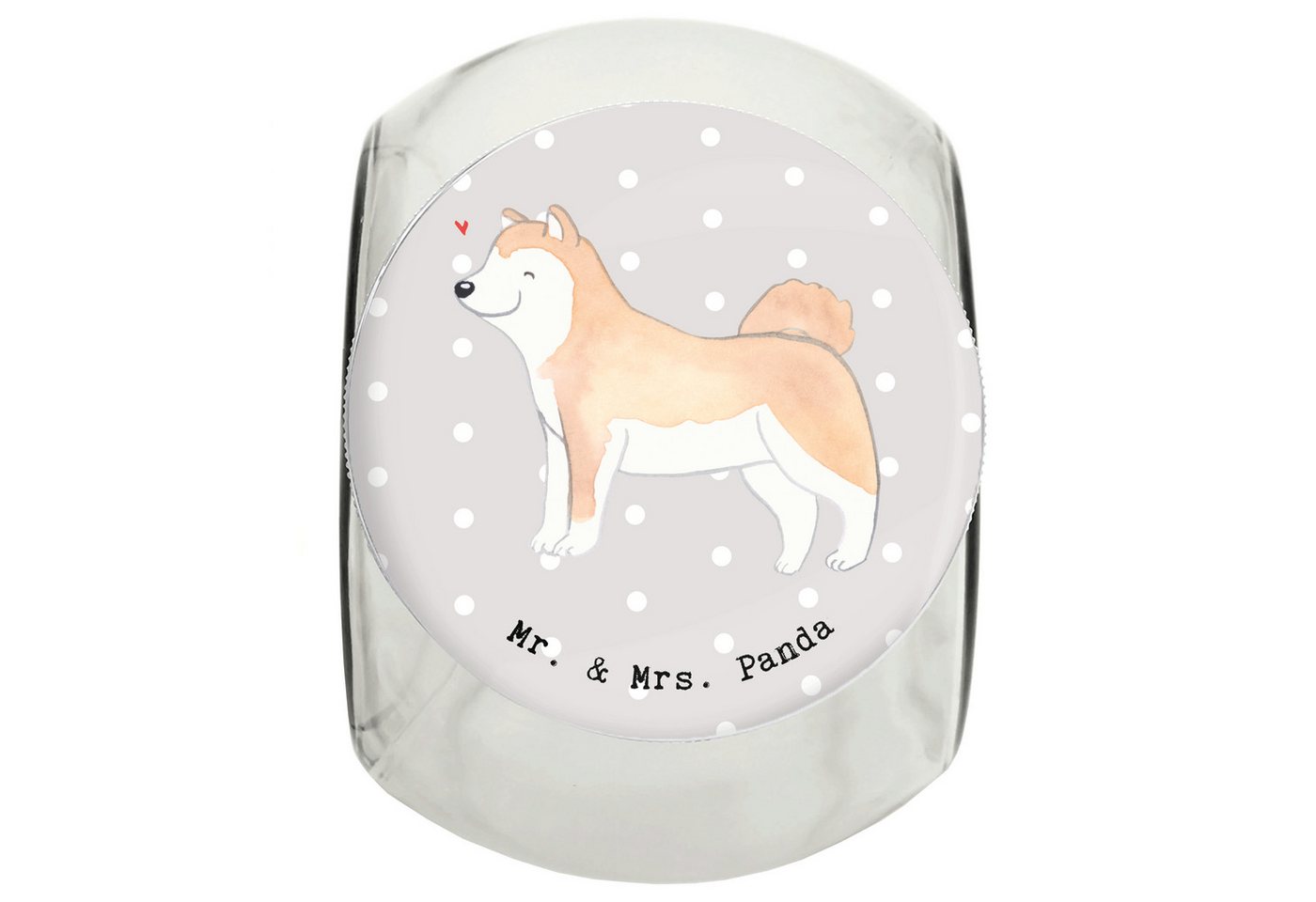 Mr. & Mrs. Panda Vorratsglas XL 2000ml Akita Inu Moment - Grau Pastell - Geschenk, Hund, Akita Ken, Premium Glas, (1-tlg), Frischebewahrung von Mr. & Mrs. Panda