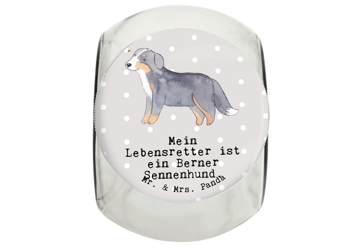 Mr. & Mrs. Panda Vorratsglas XL 2000ml Berner Sennenhund Lebensretter - Grau Pastell - Geschenk, L, Premium Glas, (1-tlg), Vielseitig nutzbar von Mr. & Mrs. Panda