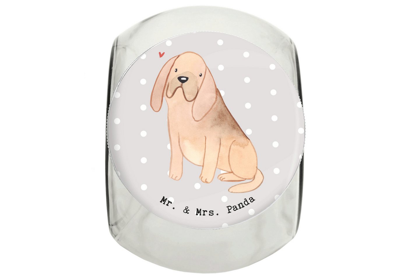 Mr. & Mrs. Panda Vorratsglas XL 2000ml Bloodhound Moment - Grau Pastell - Geschenk, Chien de Saint, Premium Glas, (1-tlg), Lebensmittelecht von Mr. & Mrs. Panda