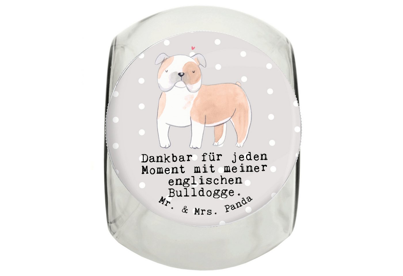 Mr. & Mrs. Panda Vorratsglas XL 2000ml Englische Bulldogge Moment - Grau Pastell - Geschenk, Lecke, Premium Glas, (1-tlg), Vielseitig nutzbar von Mr. & Mrs. Panda