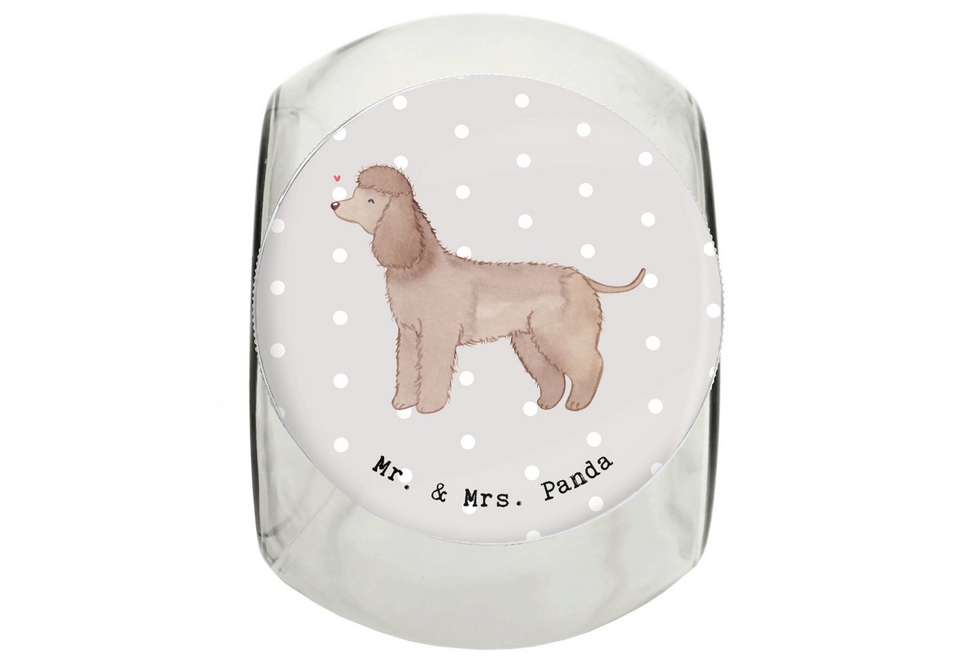 Mr. & Mrs. Panda Vorratsglas XL 2000ml Irish Water Spaniel Lebensretter - Grau Pastell - Geschenk, Premium Glas, (1-tlg), Lebensmittelecht von Mr. & Mrs. Panda